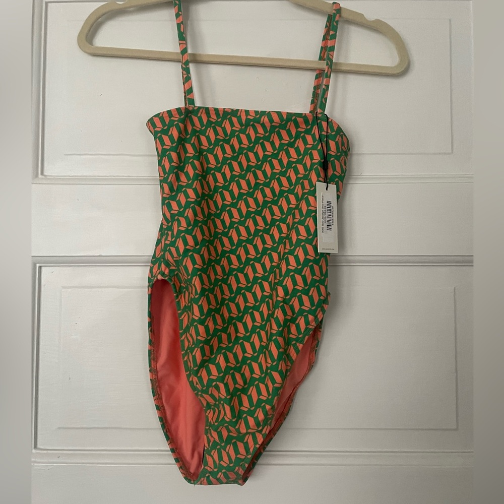 NWT Montce one piece swimsuit XS green and pink